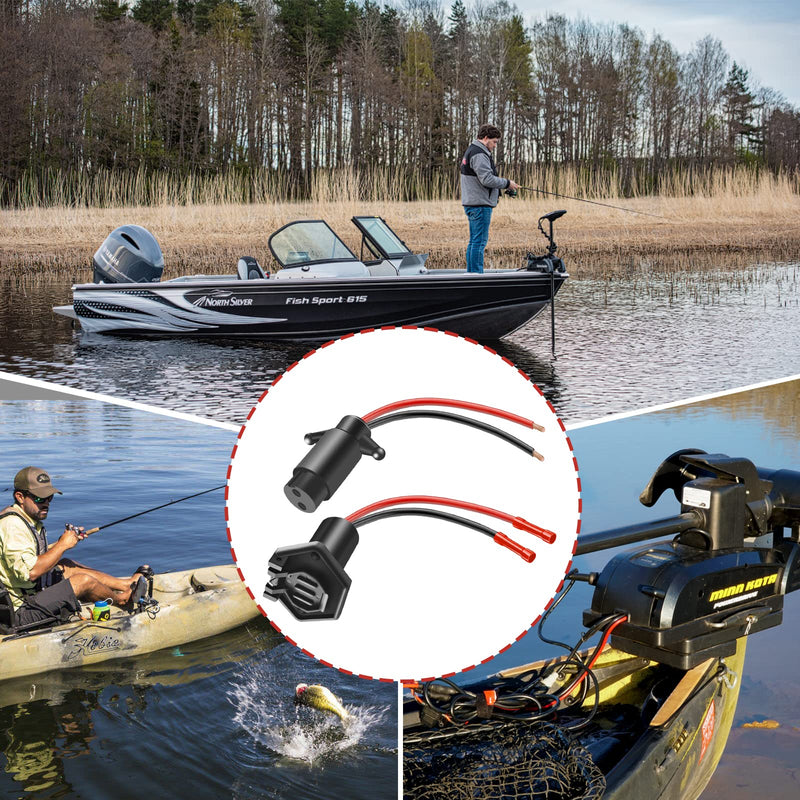 Trolling Motor Plug, Waterproof 12V-24V Quick Connect Boat Plug, 8 Gauge 2-Wire Trolling Motor Connector and Receptacle for Minn Kota Boat, Trolling Motors Marine for Electric Boat Plug and Receptacle