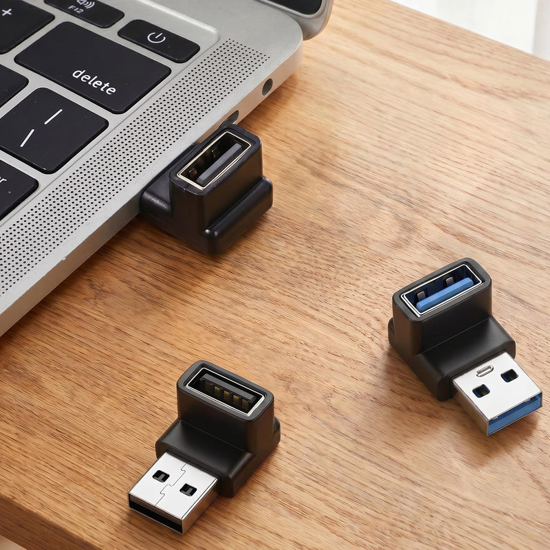 2Pcs 90 Degree USB 3.1 Adapter Right Angle USB A Male to Female Up and Down | USB Coupler Adapters OTG Connector 10Gbps Data Transfer for Laptop Mouse Keyboard USB A Charger