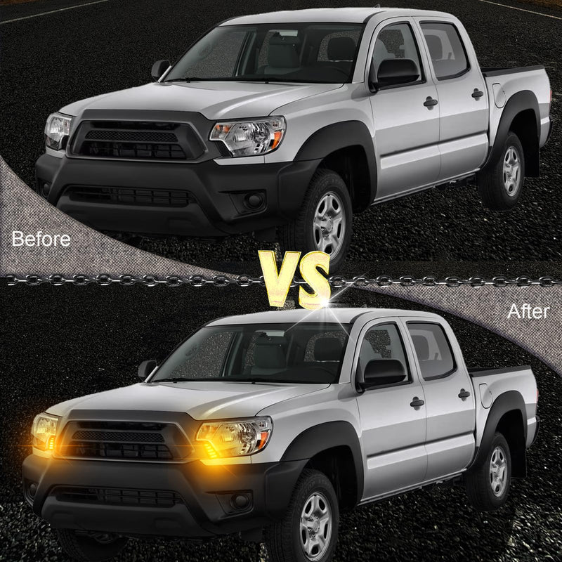 Full LED Front Side Marker Headlight Kit for Toyota Tacoma 2012-2015, Function as Dynamic Sequential Turn Signal Lights，Daytime Running light Kit (12-15) 12-15