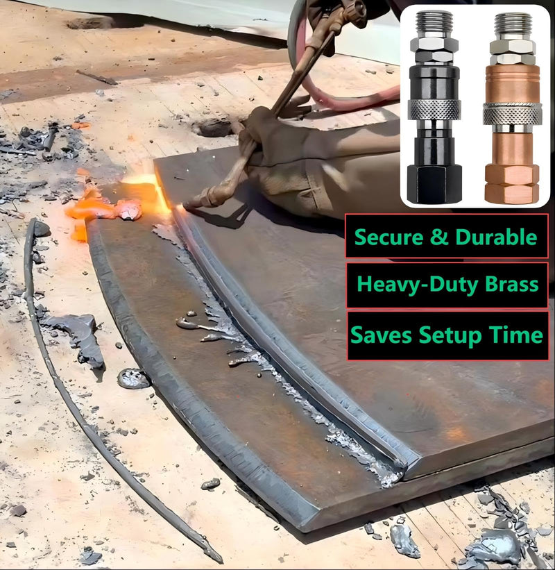 Oxy Acetylene Torch Quick Connects Fittings| Fit 9/16"-18 B Fittings | QDB10 Heavy-duty Safe and Durable Design| Brass |Stainless Steel |Special Corrosion-Resistant Materials|OEM