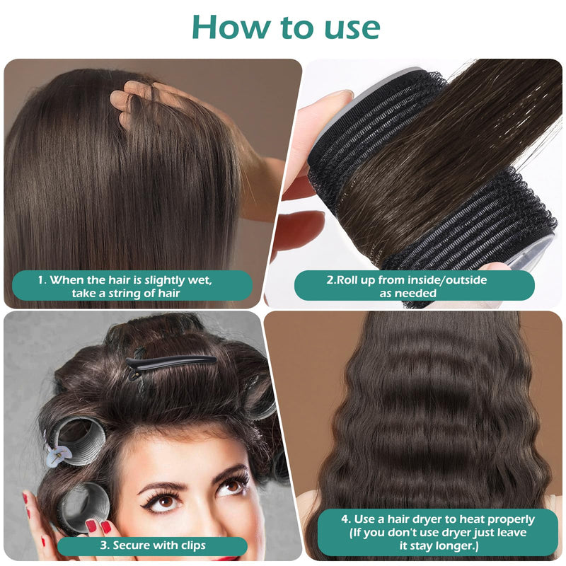  [AUSTRALIA] - 33PCS Hair Curlers Rollers with Clips,GeeRic Hair Rollers Set 3 Sizes 48mm 38mm 28mm with12PCS Duckbill Clips Hair Rollers for Long Medium Short Thick Fine Volume Bangs Black