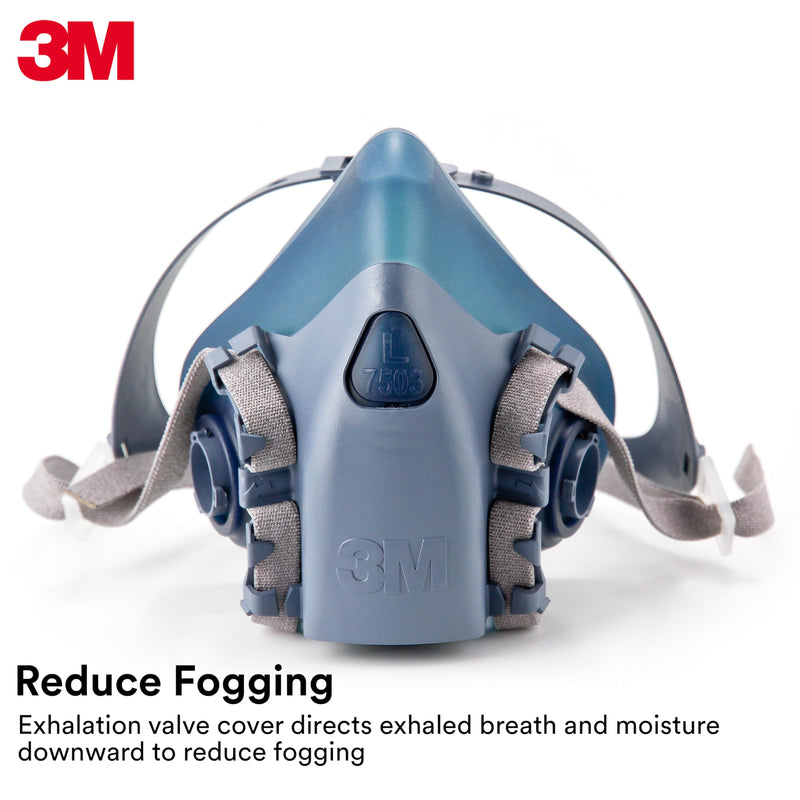 3M Reusable Respirator Half Facepiece 7502, NIOSH, 3M Cool Flow Valve, Dual Airline Supplied Air Compatible, Integrated Dropdown Suspension, Bayonet Connections, For Chemical Handling, Painting, Med Medium