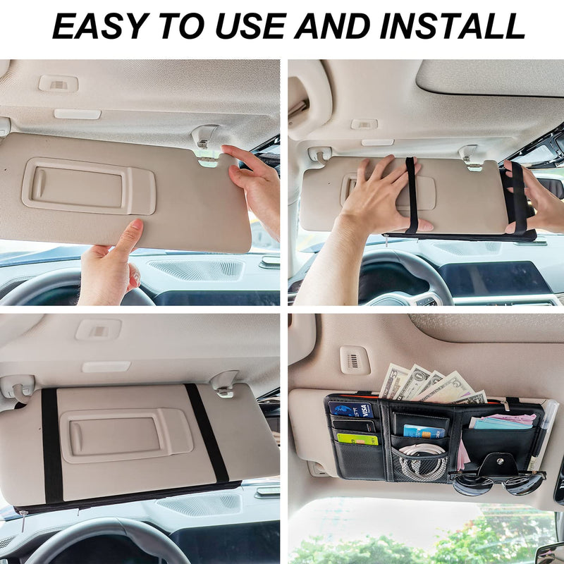 Keedolla Car Sun Visor Organizer, Truck Visor Organizer Car Sun Storage Pocket Pouch Case Bag for Sunglasses, Cards, Pens and Document - Pink
