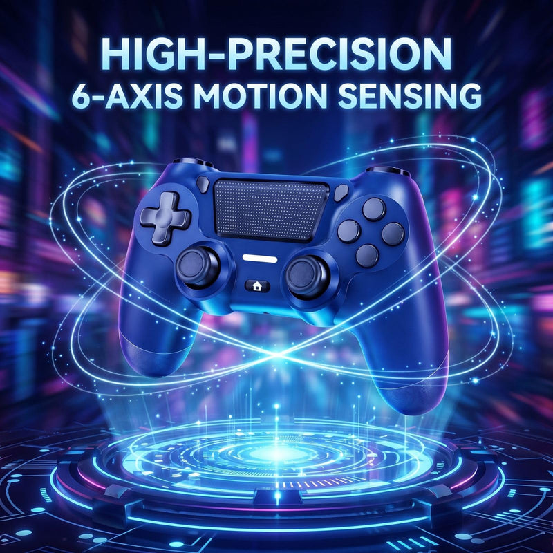 BJXOZ Wireless Controller for PS4 Controller, Gamepad with USB-C Port | Dual Vibration, Six-axis Gyroscope Sensor, 1000mAh, Speaker, 3.5mm Audio Jack, Touchpad, Compatible with PS4/Slim/Pro/PC Blue