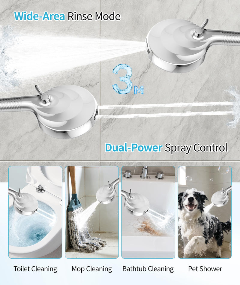 Filtered Shower Head with Handheld, 10 Spray Mode High Pressure Shower Head with Filters, Shower Filter Head for Hard Water, Powerful Spray for Cleaning, 2 Replaceable Filters Included, Chrome 10 Modes with 2 Filters