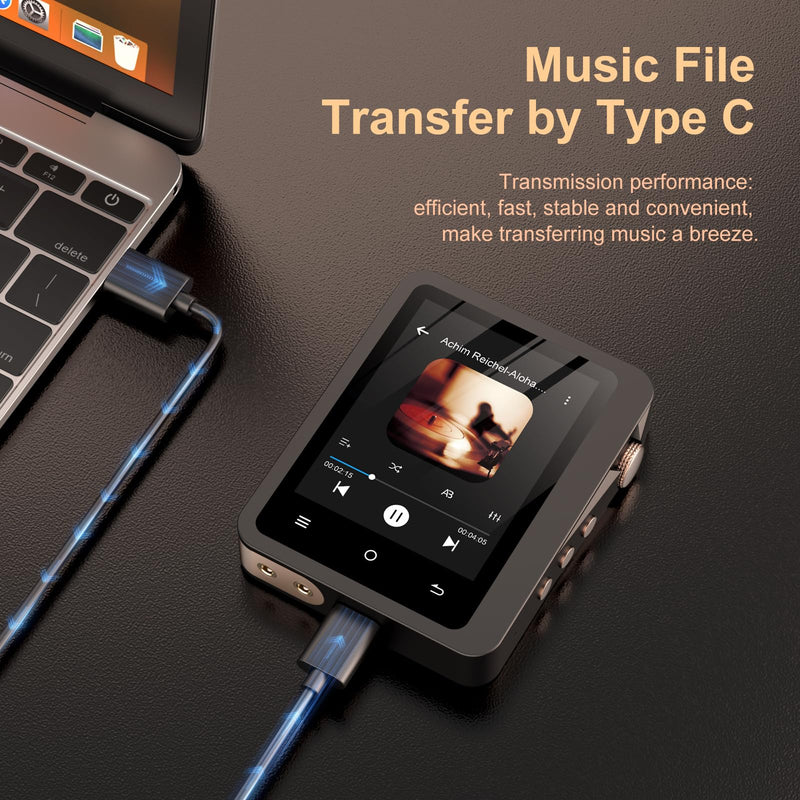 HiFi MP3 Player with Bluetooth 5.3, Lossless DSD High-Resolution Digital Audio Music Player, Portable DAC FLAC Audio Player, 192Khz/24bit, 2.8" Touchscreen & Leather Case Black