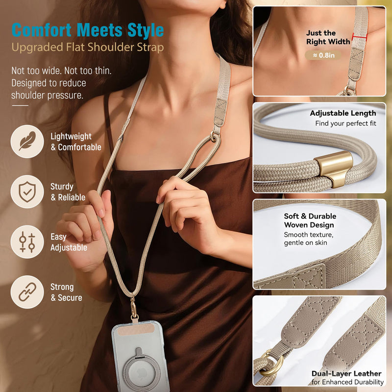 Staaar Universal Phone Lanyard Crossbody Strap–Designed for Comfort & Style, Adjustable for Neck Carry, Hands-Free Anti-Drop (Nude Gold) Nude Gold