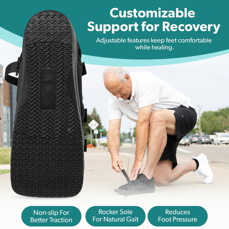 BraceAbility Post Op Shoe - Adjustable Orthopedic Medical Walking Boot for Broken Foot, Broken Toe, Stress Fracture and Injuries, Universal Cast Shoe for Men and Women After Foot Surgery (M - Female) Medium (Women's 6-7 / Kids' 4.5-5.5)