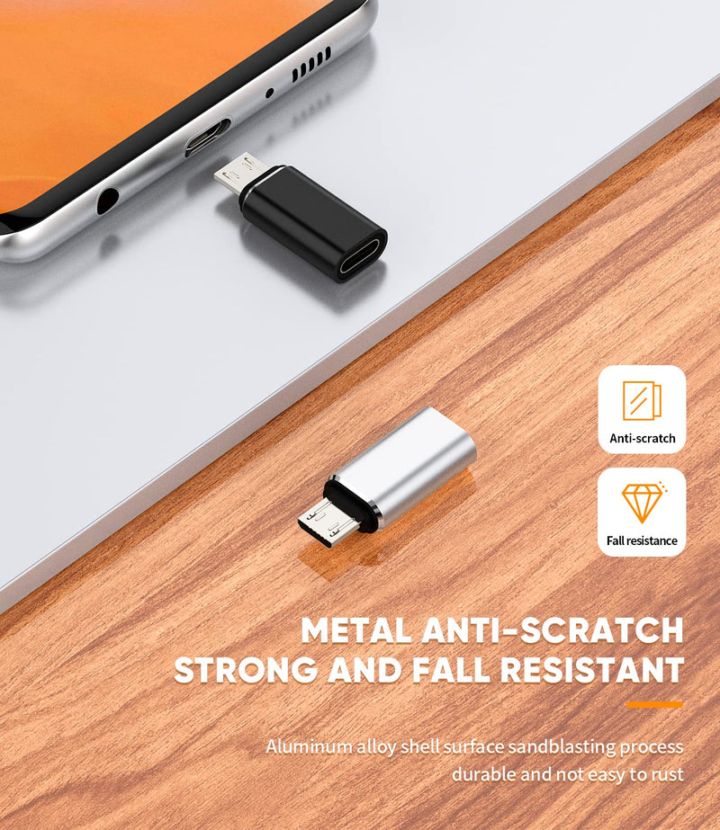 USB-C Female to Micro USB Male Charging Adapter 3 Pack Type C Data Cable USB-C to Micro USB Connector for Android Mobile Phone Compatible with Samsung S7 S6 S7 Active Note 4 Note 5 A7