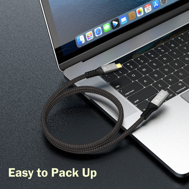 USB C Thunderbolt 4 Extension Cable, 40Gbps Transfer / 8K Display / 100W Charging Compatible with Thunderbolt 4/3, USB4/3, Type C, for Mac MacBook Pro, External SSD eGPU Extender m/f 2.6 ft Extension Cable 2.6ft Male to Female