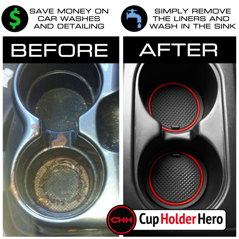 CupHolderHero Fits with Chevy Blazer Accessories 2019-2023 Premium Custom Interior Non-Slip Anti Dust Cup Holder Inserts, Center Console Liner Mats, Door Pocket Liners 19pc Set (Red Trim) Red Trim