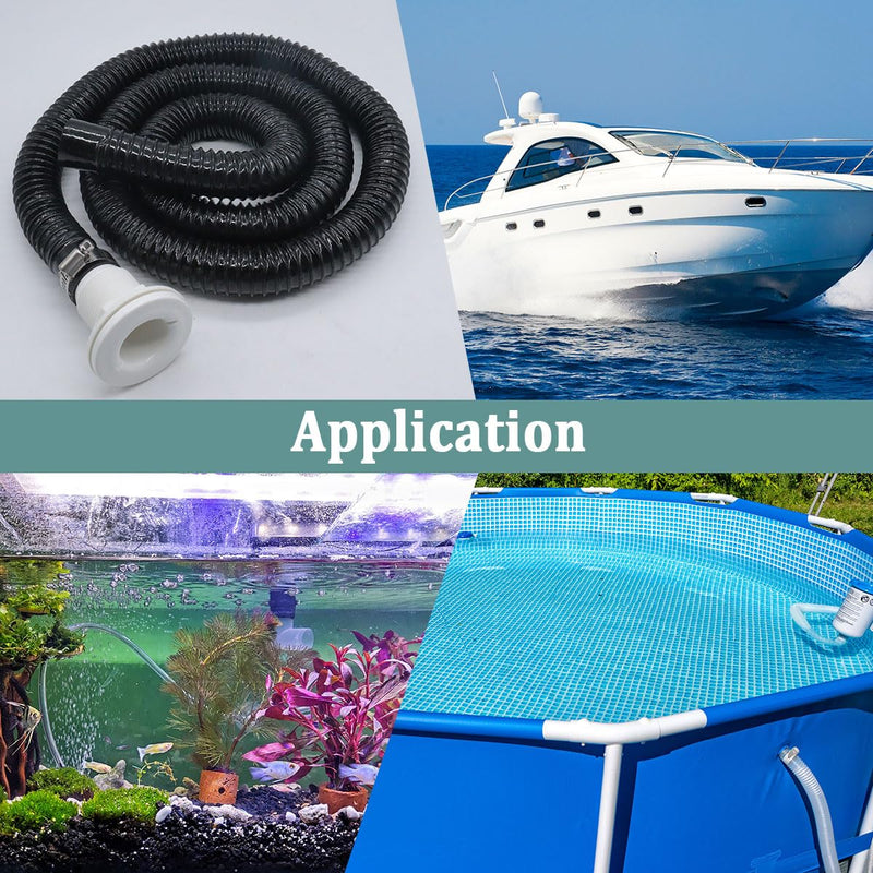 1-1/8 Inch Bilge Pump Hose Dia Plumbing Kit,Bilge Pump Installation Kit-12V 1100GPH Bilge Pumps,6 FT Premium Quality Kink-Free Flexible PVC Hose,1-1/8 Inch ABS Thru-Hull Fitting,2 Hose Clamps kit-2