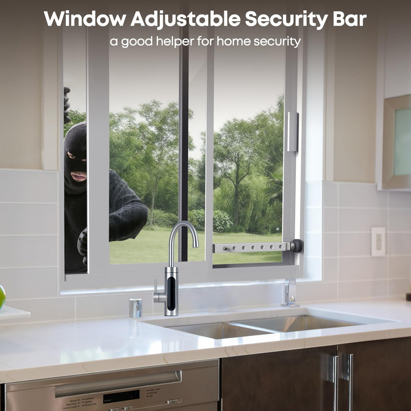 WooFog（Short）Window Security Bar Adjustable, Window Bars Security Inside, Window Lock Bar for Horizontal Sliding Windows, Window Locks for Up and Down Windows, Extends Form 11" to 18" (White-2 Pcs) 11" to 18" White -2 PCS