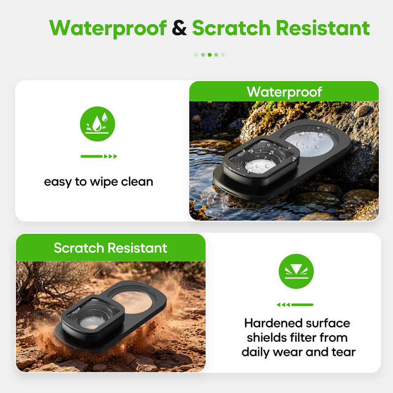 Wide Angle Lens Set for insta360 Luna Ultra HD Filters 4 Pcs Accessories | HD VND 2-32, Black Mist 1/4, Wide Angle Lens, CPL Adjustable Magnetic Quick Release Lens Filter Set