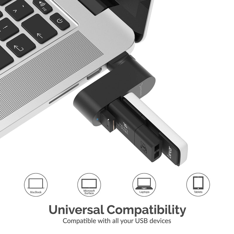 3 Port Aluminum Mini USB 3.0 Hub [90°/180° Degree Rotatable]+ USB 3.0 to SSD/SATA/IDE 2.5/3.5/5.25-INCH Hard Drive Converter with UL Power Supply