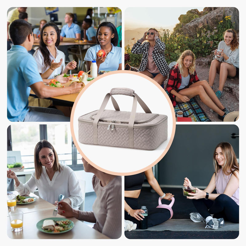 Insulated Casserole Carrier - Portable Casserole Carrier for Hot or Cold Food, Lasagna Holder for Parties,Picnic,Cookouts,Traveling - Fits 9" x 13" Baking Dish (Grey) Grey 16*10*4inch