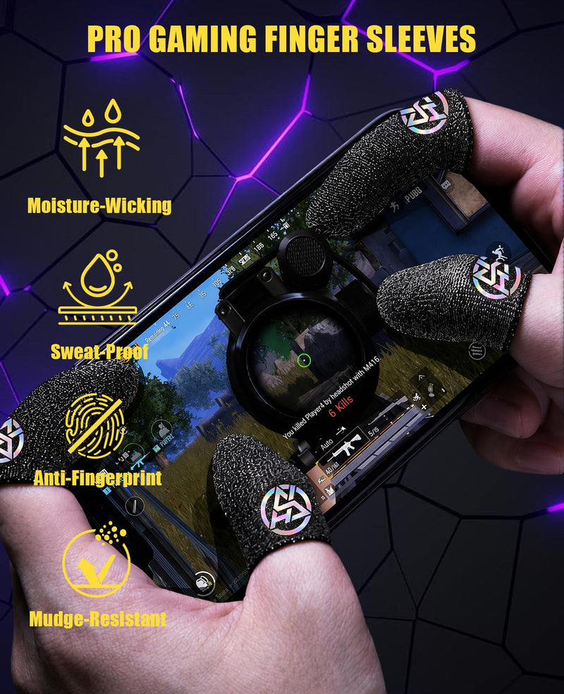 8 Pcs Silver Fiber Gaming Finger Sleeves, Ultra-Thin Dedales Gamer for Mobile Gaming, Anti-Sweat Breathable Thumb Sleeves Universal for Phones & Tablets