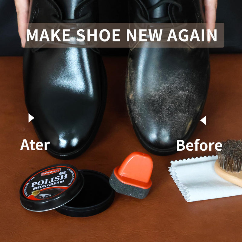 Black Brown Shoe Polish Kit Saddle Soap Mink Oil Shoe Shine Kit Boots Leather Conditioner Cream Wax Care Set 10pcs Polish Kit 10pcs Black & Brown Polish