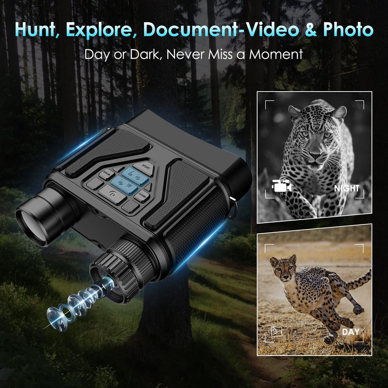 Night Vision Goggles-Digital Night Vision Binoculars with 8X Zoom & 32GB Card, 4000mAh Rechargeable IR Night Vision for Complete Darkness, Camping Gear, Gifts for Men Black