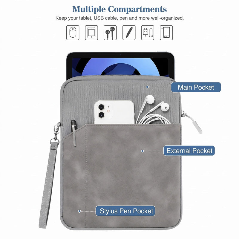 9-11 Inch Tablet Sleeve Bag for 11 inch iPad A16 2025/11 inch Air M3 M2 / Pro M4 / 10.2 10.9" iPad/Air 5/4/3, Tab S9 S8 S7 A8 A9 11" 10.5" Tablet Case(LGray) LGray