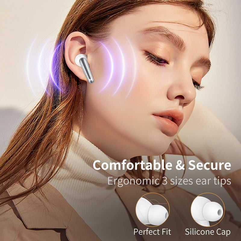 Monster N-Lite 203 AirLinks Wireless Earbuds, Bluetooth 5.3 Hi-Fi Stereo Sound, Type-C Fast Charging, Touch Control, IPX6 Waterproof in-Ear Headphones, 30 Hours Playback White