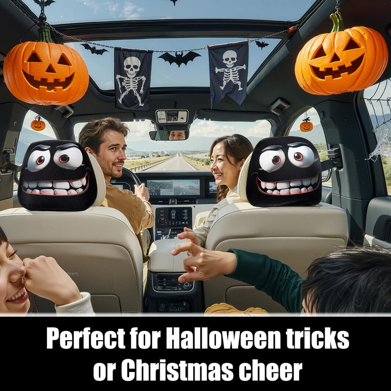 4Pcs Funny Headrest Covers for Cars,Funny Cartoon Car Headrest Covers,Cute Funny Cartoon Eyes Car Headrest Covers,Car Seat Head Rest Protector for Auto Front Seat Rest Decoration