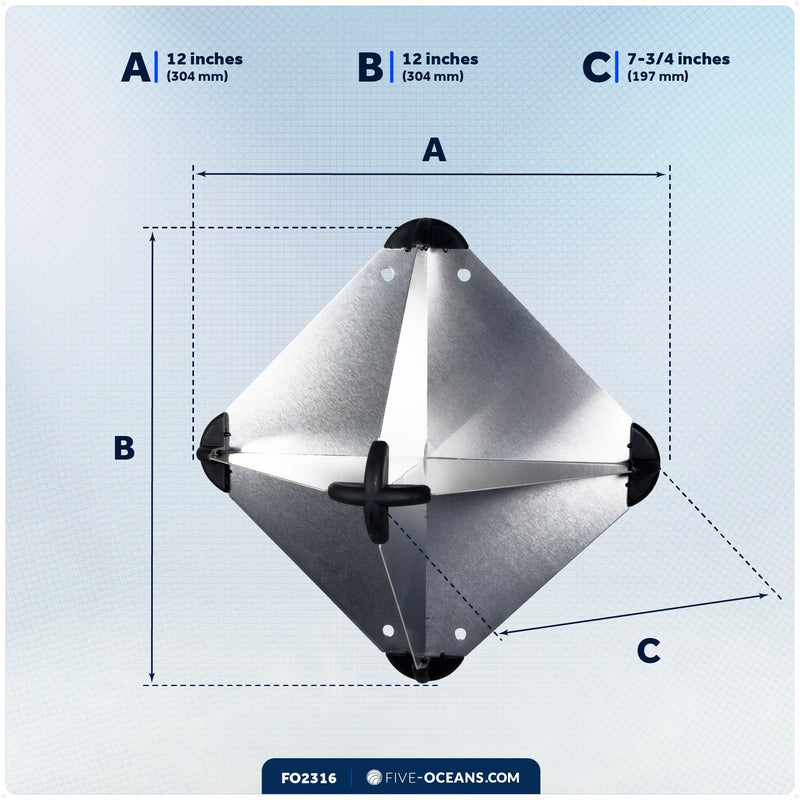Five Oceans 12 x 12-Inch Radar Reflector, Aluminum, Marine Reflector for Small to Medium-Sized Powerboats, Fishing Boats, Inflatables and Rigid Inflatable - FO2316