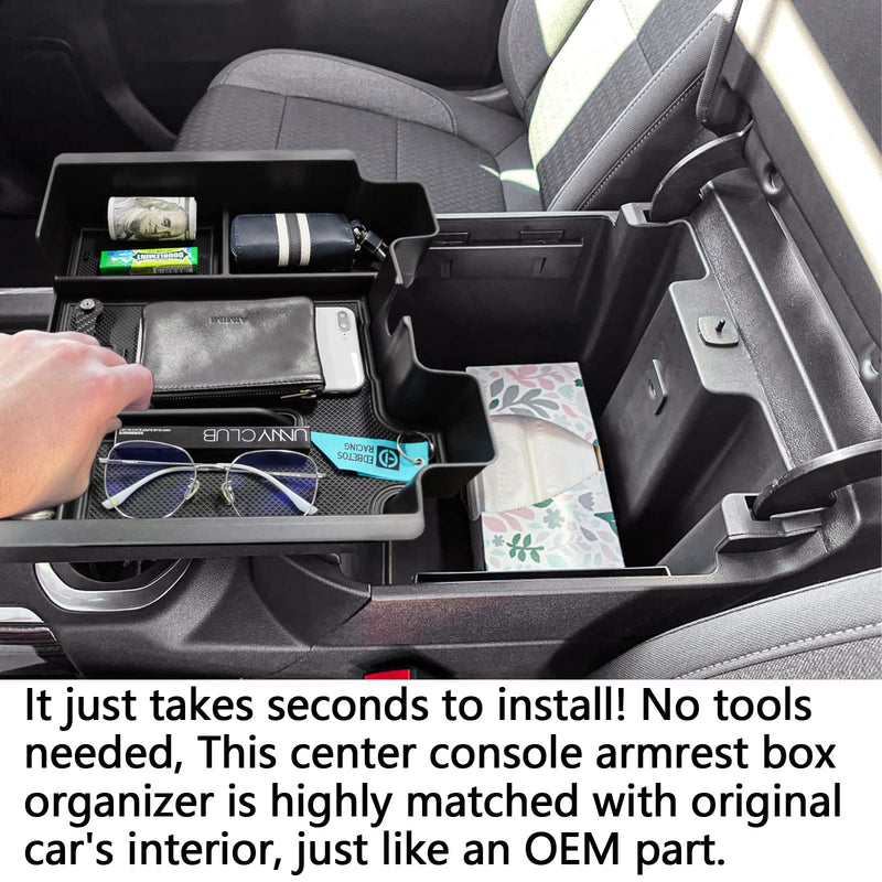  [AUSTRALIA] - Full Size Center Console Organizer Tray Compatible with 2019-2022 Chevy Silverado/GMC Sierra 1500 and 2020-2022 2023 Silverado/Sierra 2500HD 3500HD Accessories -Full Console w/Bucket Seats ONLY, Black