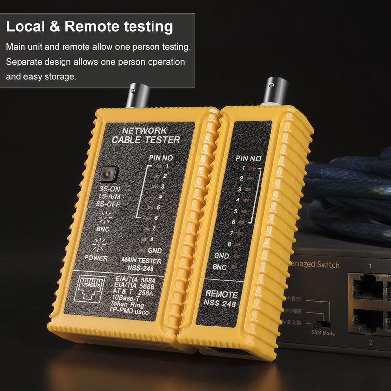 Coaxial(Coax) Cable Tester Portable BNC F-Style RJ45 Ethernet Continuity Cable Tester Checker