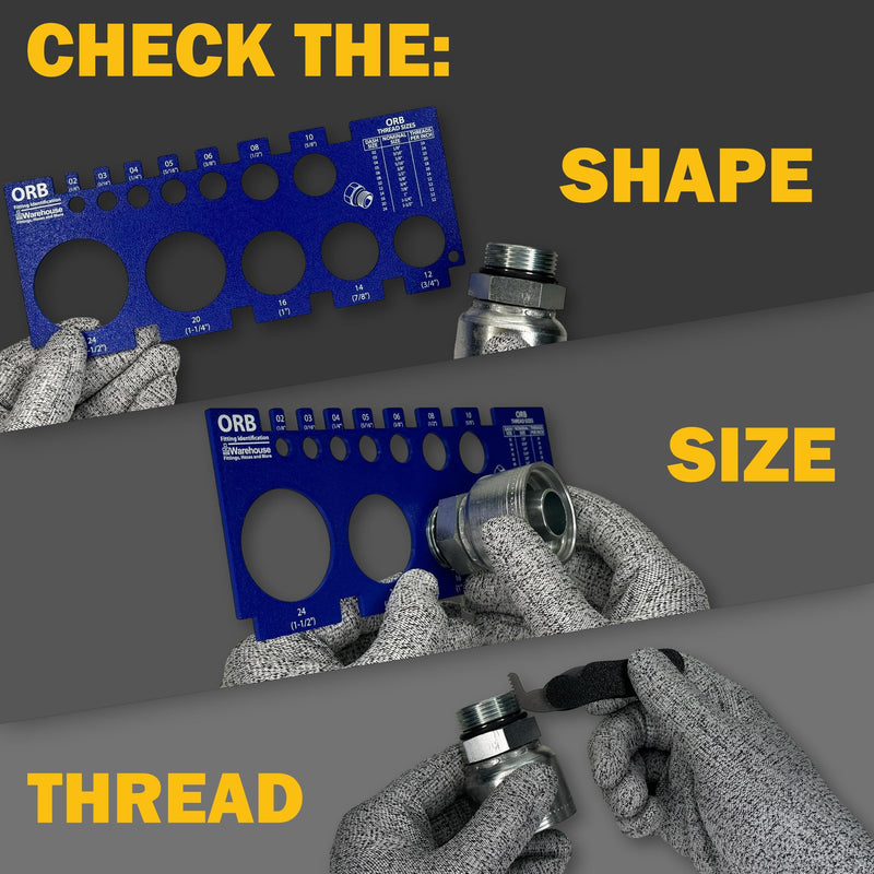 American Thread Identification Kit | Includes: Thread Pitch Gauge, Fitting Identification Cards, Vinyl Bag for Identifying NPT, JIC, ORFS, O-Ring Boss, NPSM, and SAE 45