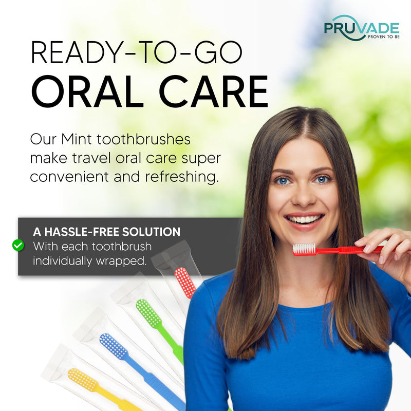 100 Pack Disposable Toothbrushes with Toothpaste Built In | Mint Prepasted Toothbrushes Individually Wrapped - Blue Single Use Waterless Toothbrush with Soft Bristles for Work, Camping, Travel 1 Count (Pack of 1)