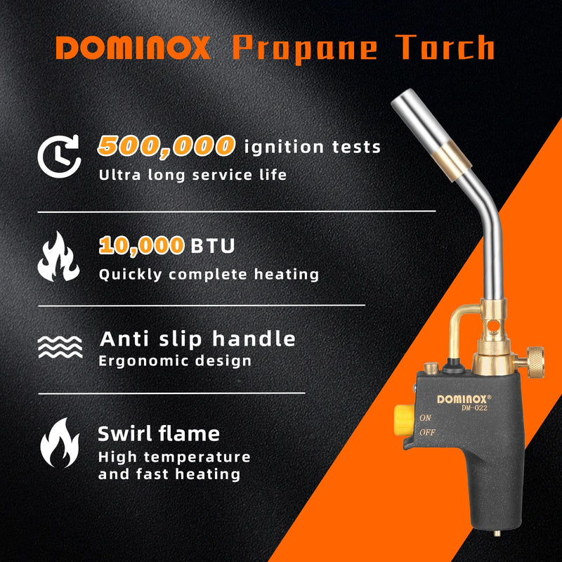 Propane Torch Head, High Intensity Torch Head Trigger Start Gas Torch, Map Gas Torch Kit for Propane, Map and Mapp Gas, Mapp Gas Torch for Soldering, Welding, Cooking (Not Included Gas Tank) Black