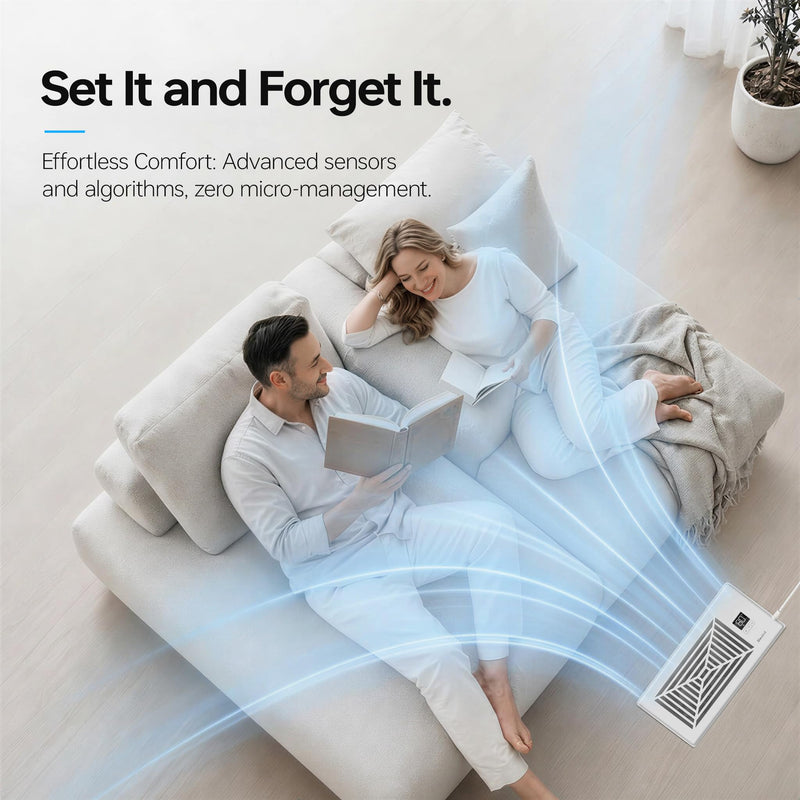 BIOWIND Quiet Register Booster Fan Fits 4" x 10" Register Holes, 10-Speed Smart Heating Cooling AC Vent Fan with Remote Control and Thermostat Control - White 4" x 10"