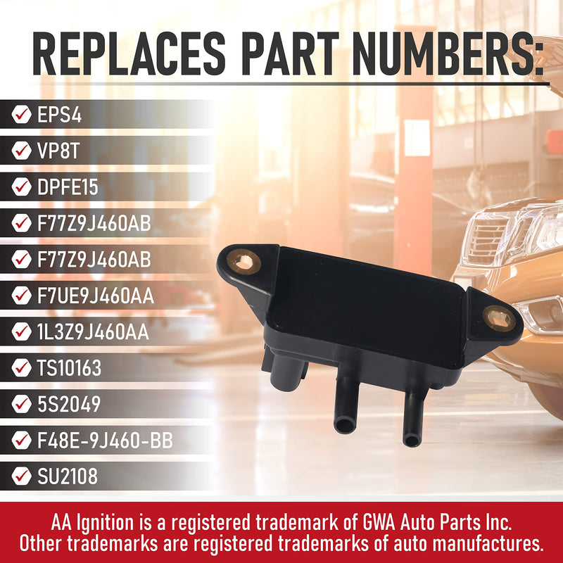 EGR - Exhaust Gas Recirculation Pressure Feedback Sensor - Replaces DPFE15, F77Z9J460AB, F77Z9J460AB, VP8T - Compatible with Ford, Lincoln, Mercury Vehicles - Expedition, Escape, Focus, F-150 DPFE15 Pressure Feedback Sensor