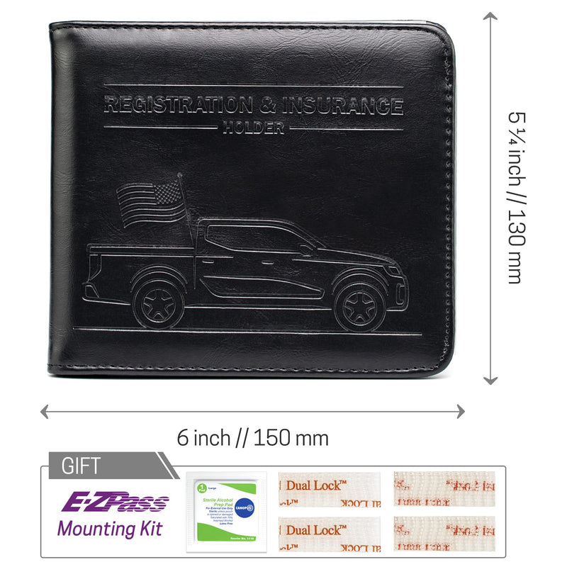 CANOPUS Car Registration and Insurance Holder, Magnetic Closure, Embossed Card Document Holder, Vehicle Glove Box Organizer, Wallet for Auto, SUV, Motorcycle, Truck, Waterproof, Truck Model Black