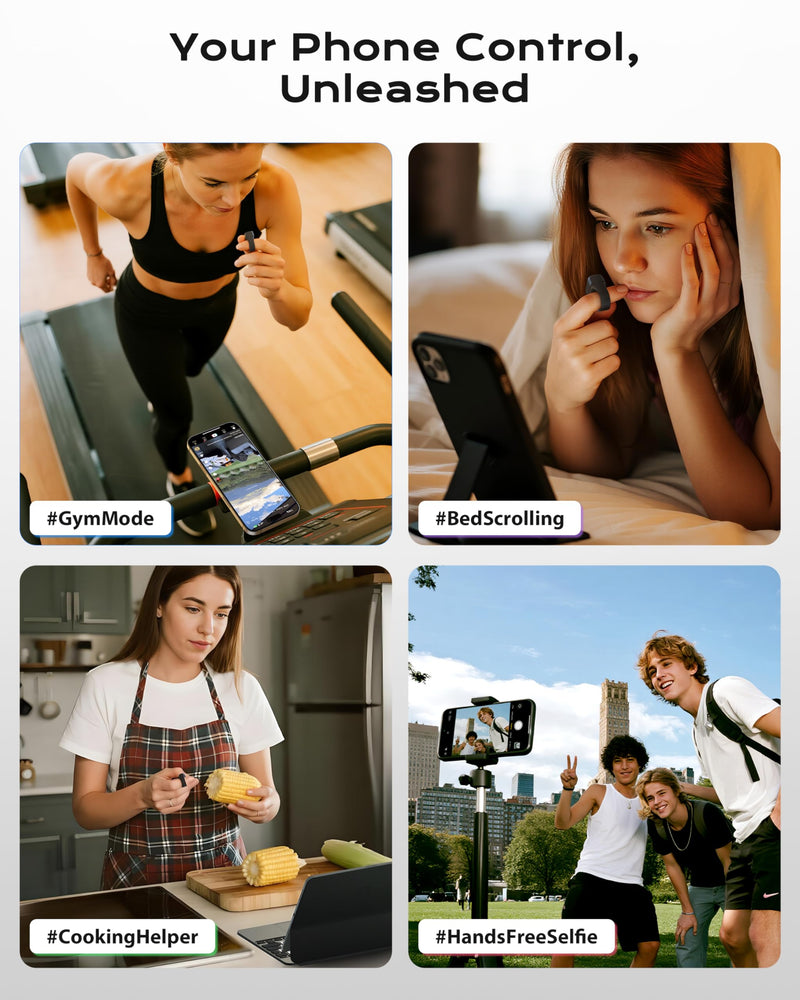 Stouchi Bluetooth 5.4 Scrolling Ring for TikTok with 100H Battery | Rock-Solid Connection | 4.5g Comfortable Fit | No Annoying Dots | Fingertip Camera Remote Control for iPhone/iPad/Android
