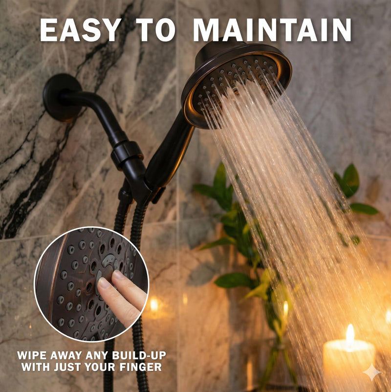 Aqua Elegante Massage & Mist Handheld Shower Kit - 6 Function High Pressure Adjustable Hand Held Showerhead with Hose and Mount, Easy Install for Boosting Low Water Flow - 1.8 GPM - Oil-Rubbed Bronze Oil Rubbed Bronze