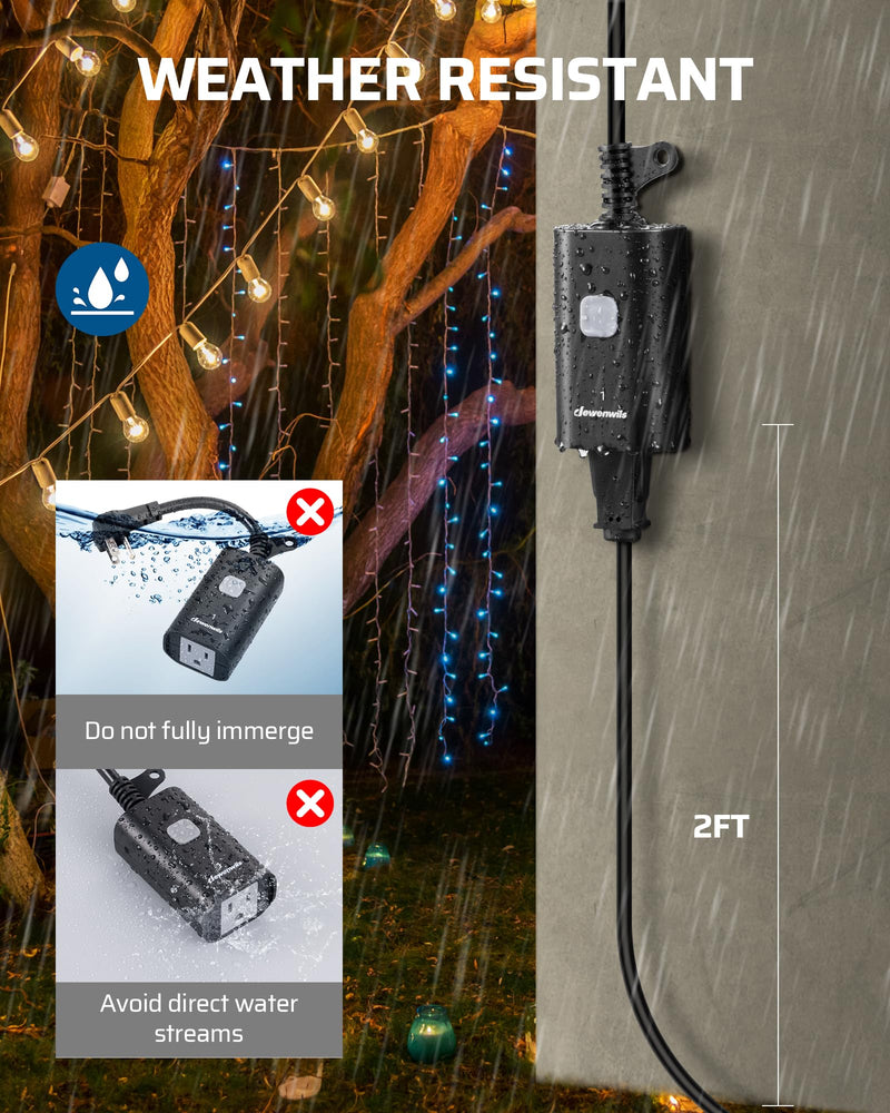 DEWENWILS Outdoor Remote Control Outlet, Weatherproof Heavy Duty 15A Wireless Remote Control Switch, 100FT Control Range, 2 Remotes & 3 Outlets (Battery Included) 2 Remote + 3 Outlet