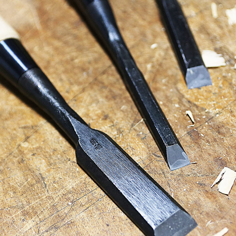 KAKURI Japanese Wood Chisel for Woodworking 1" (24mm), Made in JAPAN, Professional Japanese Chisel Oire Nomi (Hand Forged), Japanese White Steel No.2 Blade, White Oak Wood Handle 24mm