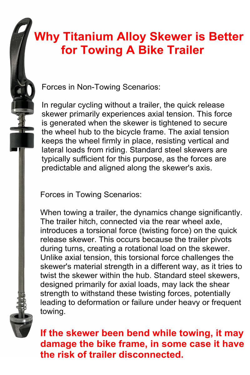 Bike Trailer Coupler Hitch and Extra Long Skewer Kit Titanium Alloy QR Axle (Hitch and Skewer kit) hitch and skewer kit