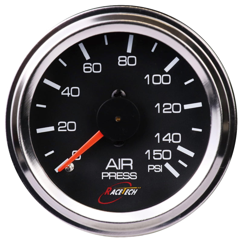 52mm 2-1/16" Mechanical Air Bag Suspension Pressure Gauge Air Suspension Gauge 0~150 PSI 1/8NPT Black Dial Chrome Rim for Air Ride Suspension Systems