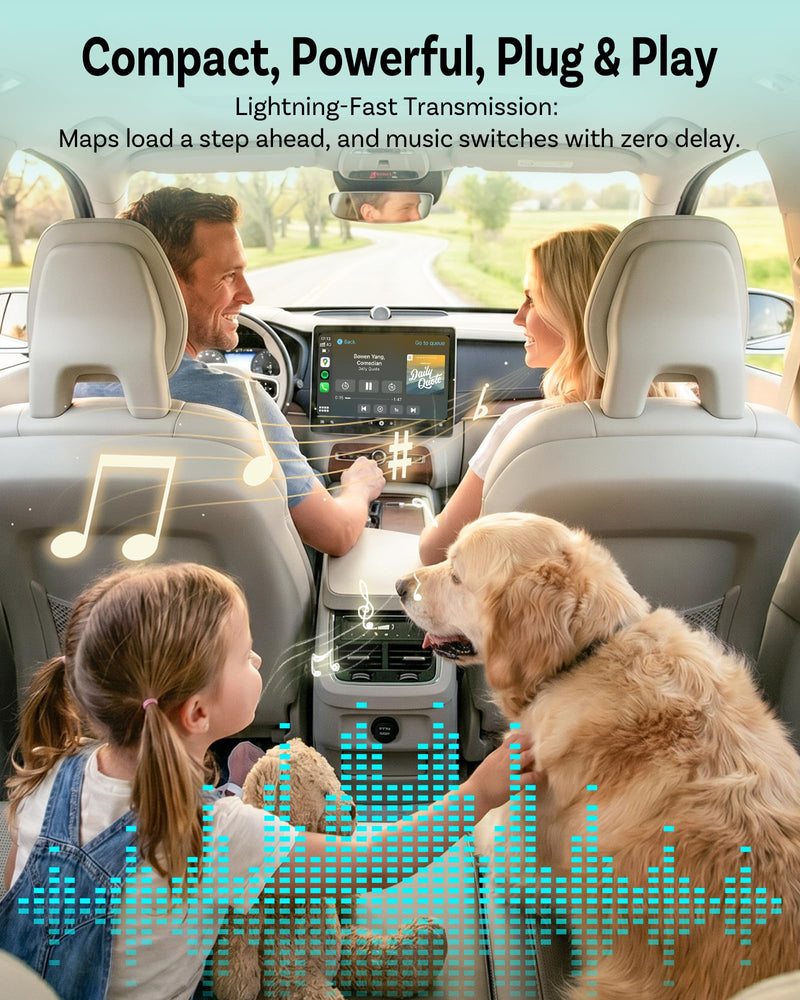 OTTOCAST Mini Nova Wireless CarPlay & Android Auto USB-C Adapter | 2-in-1 adapter for iPhone iOS 10+ & Android 11+, auto-reconnect for 800+ wired CarPlay vehicle models (2016+)