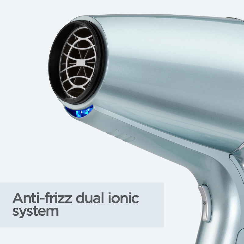 BaByliss Hydro-Fusion Hair Dryer with Diffuser - Professional 2100W Ionic Blow Dryer for Frizz-Free Styling, Plasma Technology for Shine, Lightweight Design, 3 Heat & 2 Speed Settings, Blue, 5573U Single