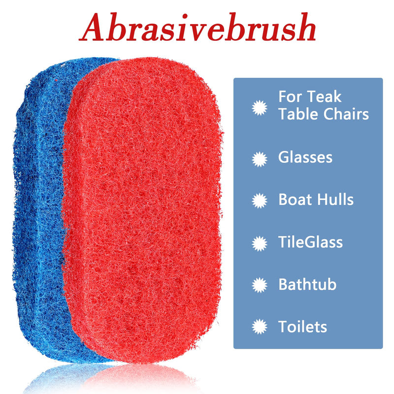 8 Pack Teak Brush Cleaner with Handle Teak Cleaning Brush Cleaning Scrub Scouring Pads Scrubbers for Simple Easy Polishing Refinishing Clean up Boat Accessories