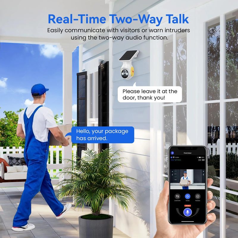 4G LTE Cellular Security Camera, SIM Card Included, No WiFi Needed, AI Motion Detection, Pan Tilt, 2-Way Talk, Night Vision, Works with Verizon/AT&T/T-Mobile 4G