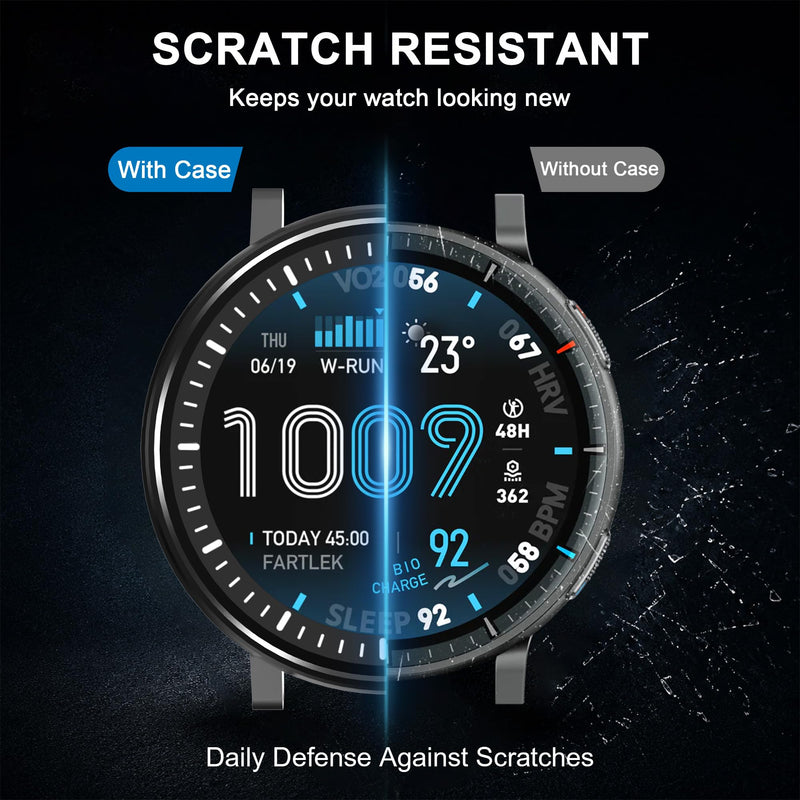 Metal Case for Amazfit Active Max 1.5" Smart Watch with Back Cover, 2 in 1 | Military-Grade | Rugged | Shockproof Hard PC Bumper Protective Cover Fashion Sports Design for Active Max (Black) Black