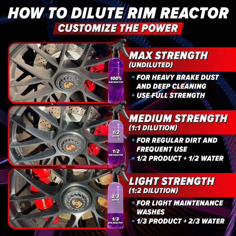 Carfidant Rim Reactor Wheel & Rim Cleaner Spray – Removes Brake Dust & Grime - Thick Gel, Dilutable - pH Neutral, Non-Acidic Tire Cleaner - Safe for Chrome, Black, Painted & Alloy Wheels - 16 fl oz 16 Fl Oz (Pack of 1)