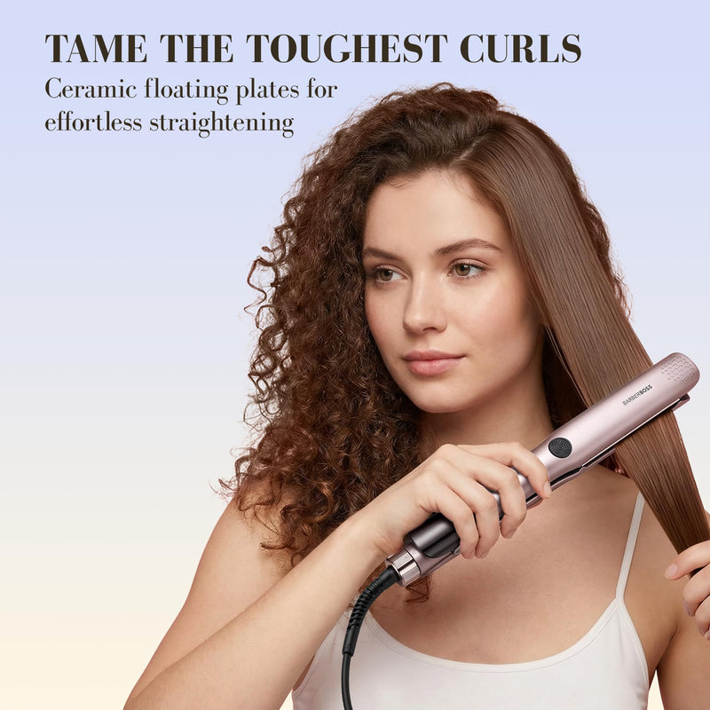 BarberBoss Hair Straighteners for Women, Precision Ceramic Hair Straightener with Floating Plates, Negative Ion & Keratin Technology, LED Temperature Control, Flat Iron for Straightening, QR-8412