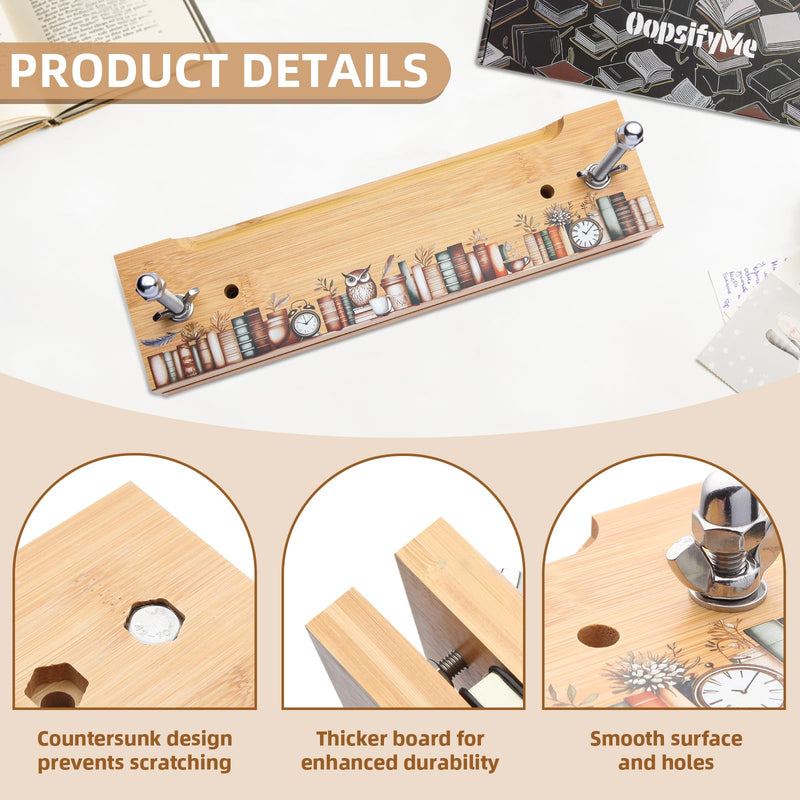 OopsifyMe Bamboo Book Press for Bookbinding, Paper Press, DIY Crafts, Multiple Hole Positions for Various Spine Sizes, Streamlined Edge, Book Binding Kits (Small Size (11.8x3.1)) Small Size (11.8x3.1")