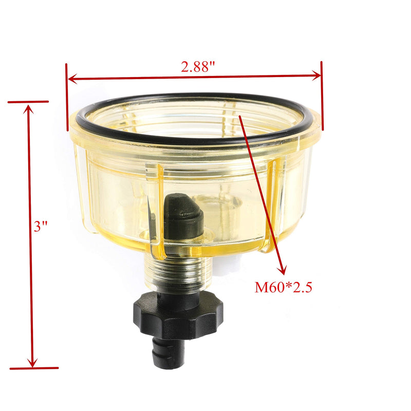 iFJF R12T Nylon Water Collection Bowl of Fuel Filter/Water Separator 120AT NPT ZG1/4-19 Replacement for Diesel Engine S3240 18-7947 R12T Water Bowl